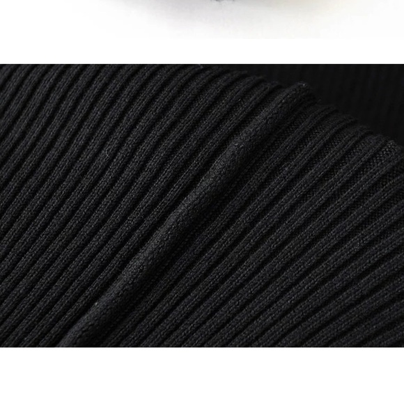 New Knit Black Boho Modern Cold Shoulder Sweater - Picture 7 of 7